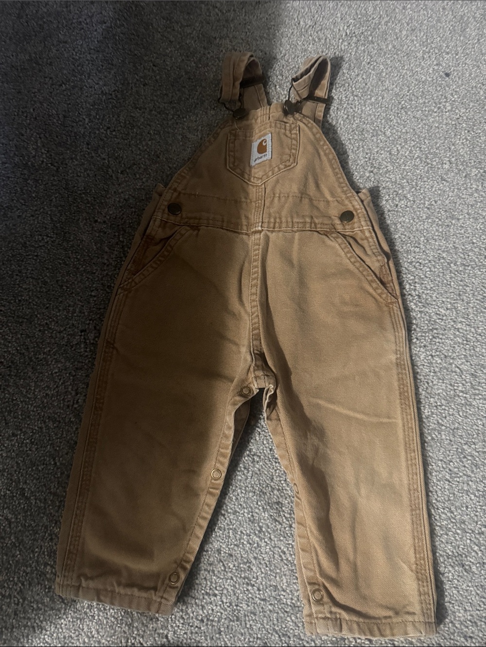 Carhartt Tan Kids Canvas Overalls with Logo Patch